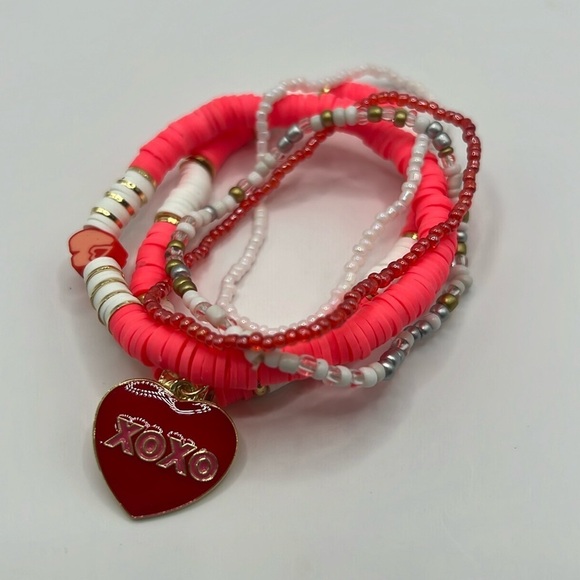 LOVE Charm Pink Valentine’s Bracelet Stack - Picture 1 of 4